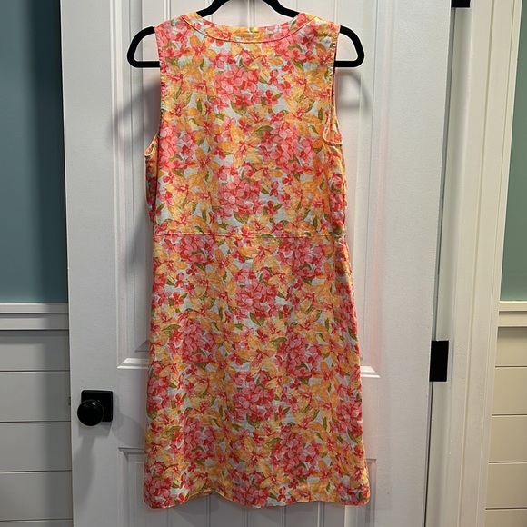 J. Jill Love 100% Linen Sleeveless Coral Floral Dress. Size Small. - Picture 4 of 12